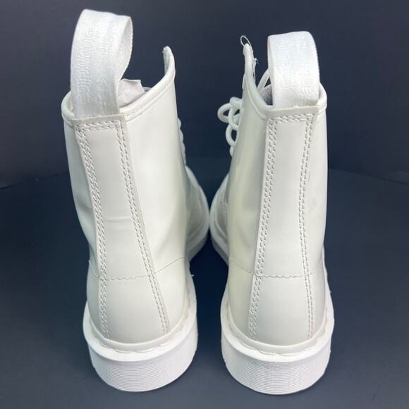 Dr. Martens 1460 Pascal Mono Boots Women's 8 Smooth White Leather 8 Eye Lace Up - Picture 6 of 13